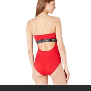 Red Tommy Hilfiger one piece bathing suit with removable straps. NWT